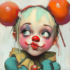 7 Colorful Clown Portrait Poster, Unique Artistic Clown Painting Print, Whimsical Clown Wall Art, Vibrant Clown Face Artwork, Girl Clown