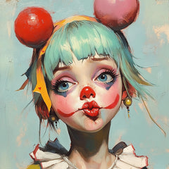 7 Colorful Clown Portrait Poster, Unique Artistic Clown Painting Print, Whimsical Clown Wall Art, Vibrant Clown Face Artwork, Girl Clown
