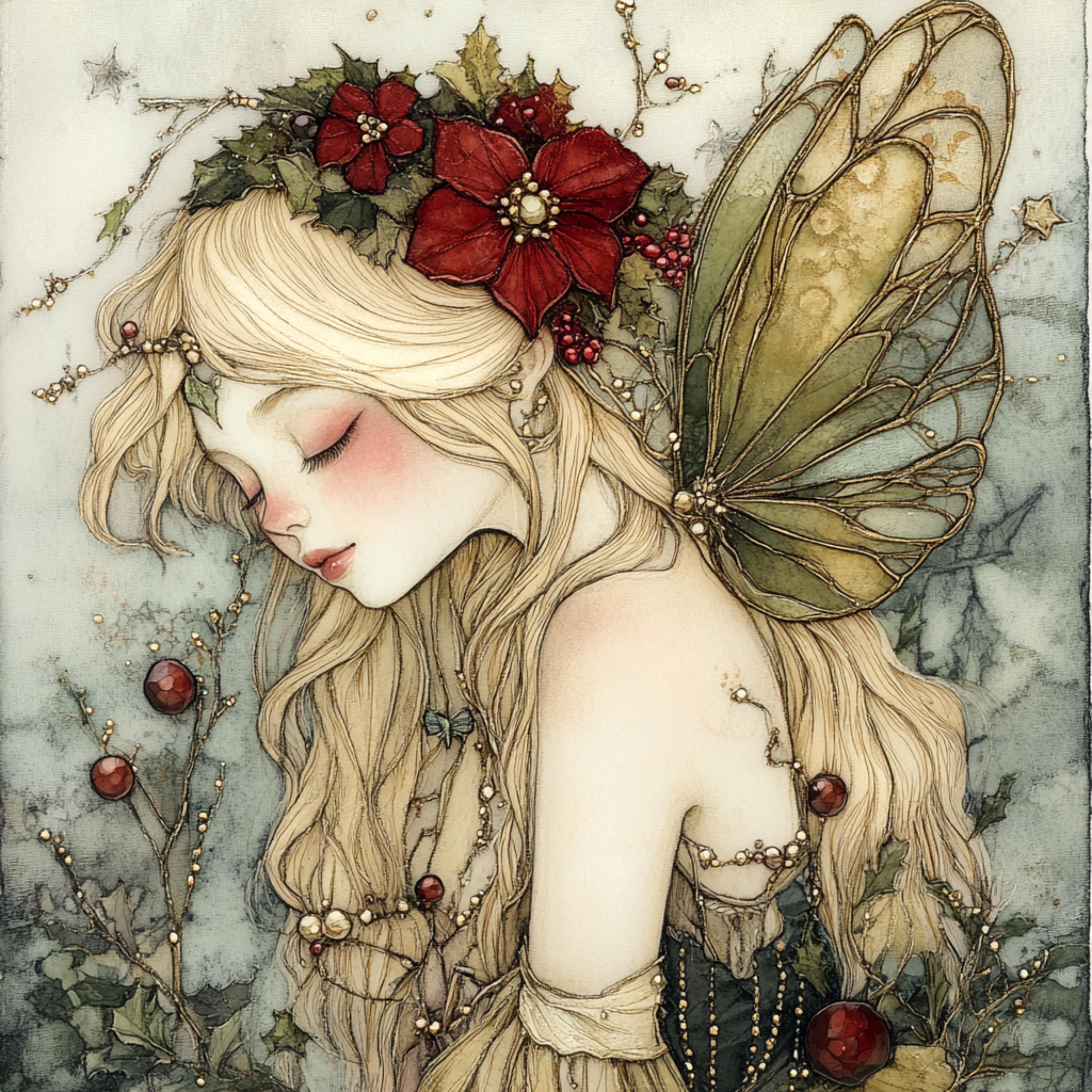 15 Enchanting Christmas Fairy Wall Art, Fantasy Fairy Poster, Woodland Fairy Artwork, Fairy Tale Illustration, Ethereal Fairy, Printable Art