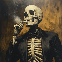 12 Skeleton Smoking in Suit Art Print Gothic Wall Decor Dark Aesthetic Poster Unique Skeleton Art Spooky Home Decor Gift for Goths Printable