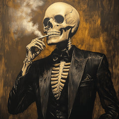 12 Skeleton Smoking in Suit Art Print Gothic Wall Decor Dark Aesthetic Poster Unique Skeleton Art Spooky Home Decor Gift for Goths Printable