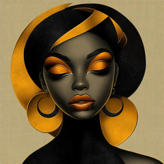 10 Images Digital Artwork Set, Female Portraits, Abstract Black Yellow Art, Large Square Prints, Modern Poster Art, Wall Decor