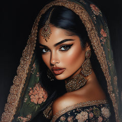 12 Indian Female Portrait Set, Large Square Artwork, Digital Wall Art, Overthebed Poster, 12 Piece Collection, Home Decor