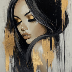 12 Female Portrait Art Print, Gold Accent Wall Decor, Trendy Square Poster, Large Wall Art, Modern Digital Artwork, Home Decor Set