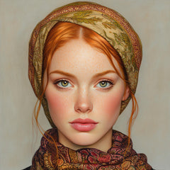 Eleven Digital Portrait, Elegant Female Art, Large Square Poster Artwork, Perfect Home Decor Display