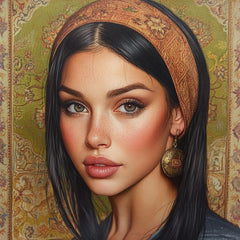 Eleven Digital Portrait, Elegant Female Art, Large Square Poster Artwork, Perfect Home Decor Display