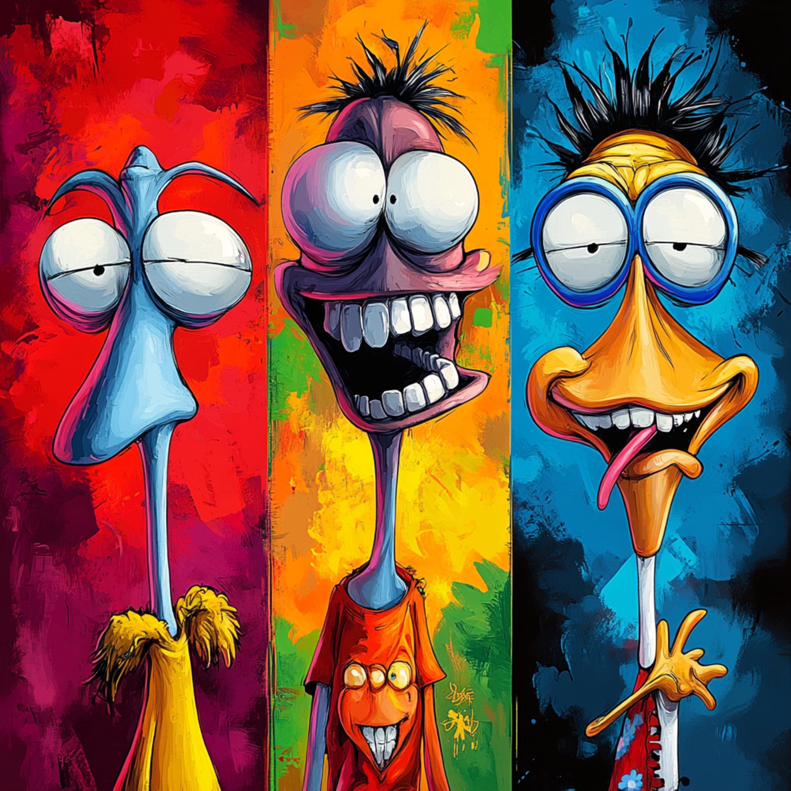 10 Vibrant Cartoon Character Prints, Colorful Poster Art, Kid's Room Decor, Playroom Wall Art, Set of 10 Digital Images