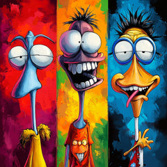 10 Vibrant Cartoon Character Prints, Colorful Poster Art, Kid's Room Decor, Playroom Wall Art, Set of 10 Digital Images