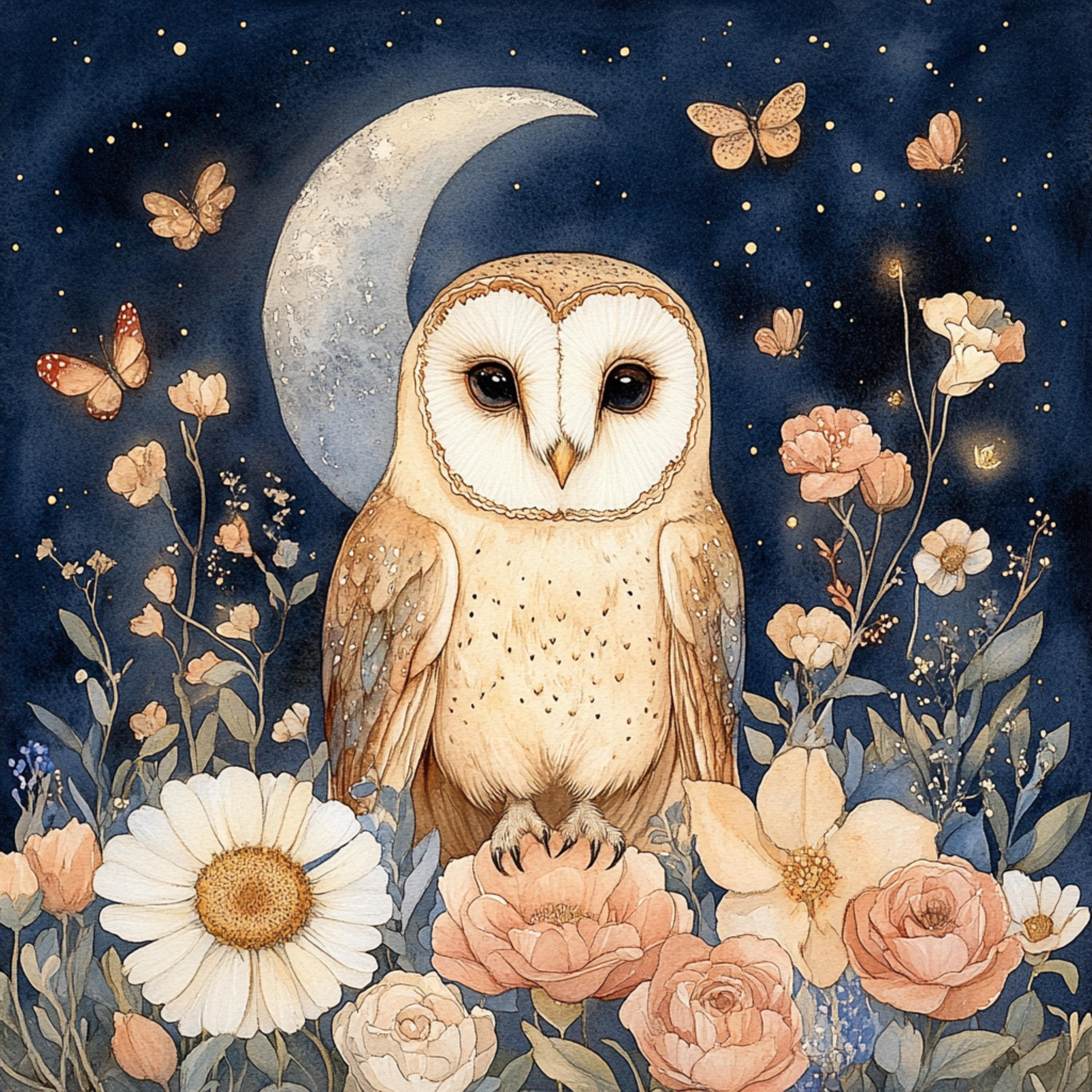 16 Enchanting Owl Art Prints, Set of 16 Digital Posters, Large Square Wall Decor, Kid's Room, Bedroom, Playroom Artwork, Animal Theme