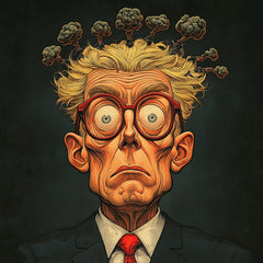 Funny Conspiracy Theory Caricatures Poster, 11 Digital Images, Large Square Artwork, Quirky Wall Art, Unique Decor for Home Office