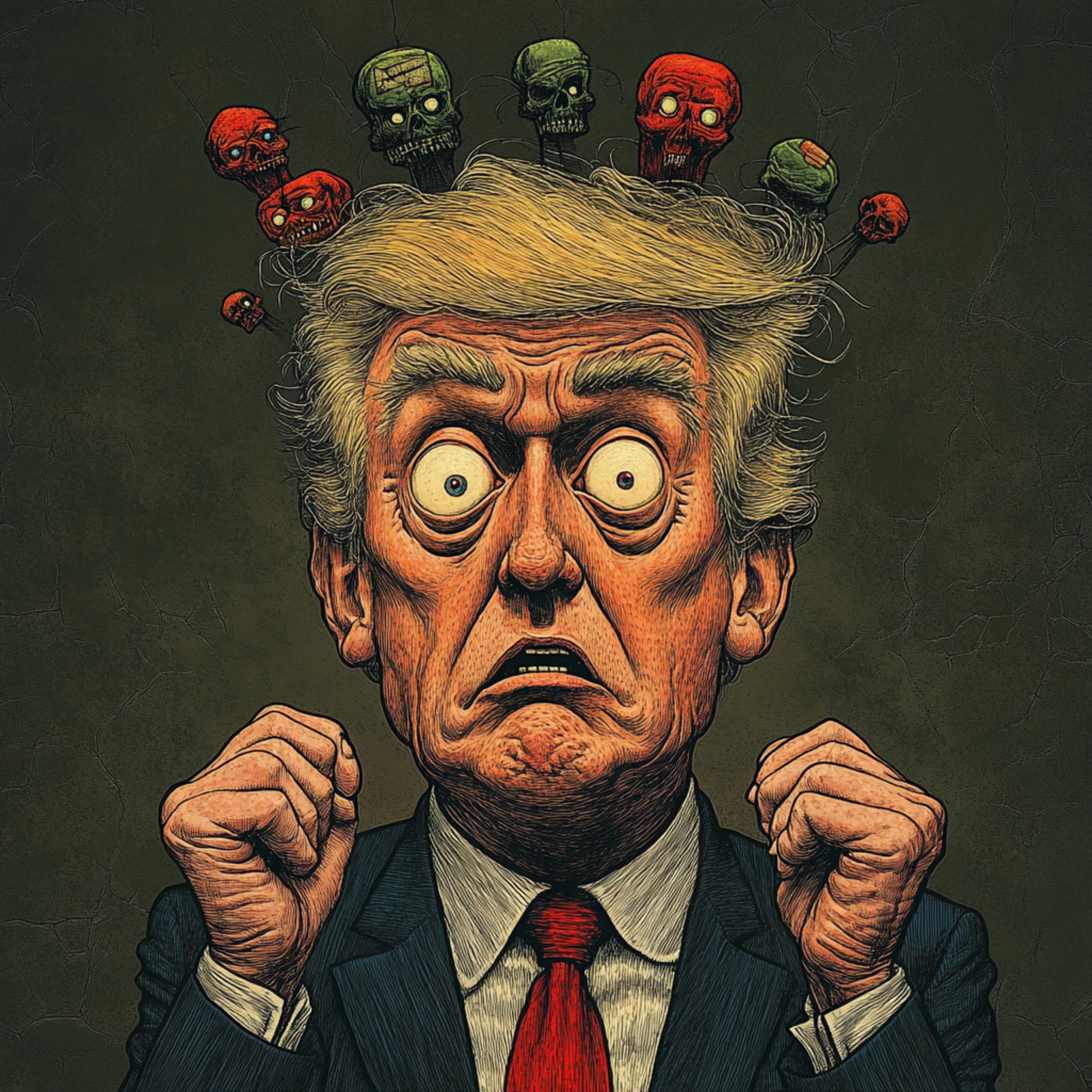 Funny Conspiracy Theory Caricatures Poster, 11 Digital Images, Large Square Artwork, Quirky Wall Art, Unique Decor for Home Office