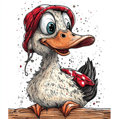 11 Cute Duck Cartoon Caricature Digital Image, Fun Wall Art for Kids Room, Printable Poster, Large Square Artwork, Nursery Decor