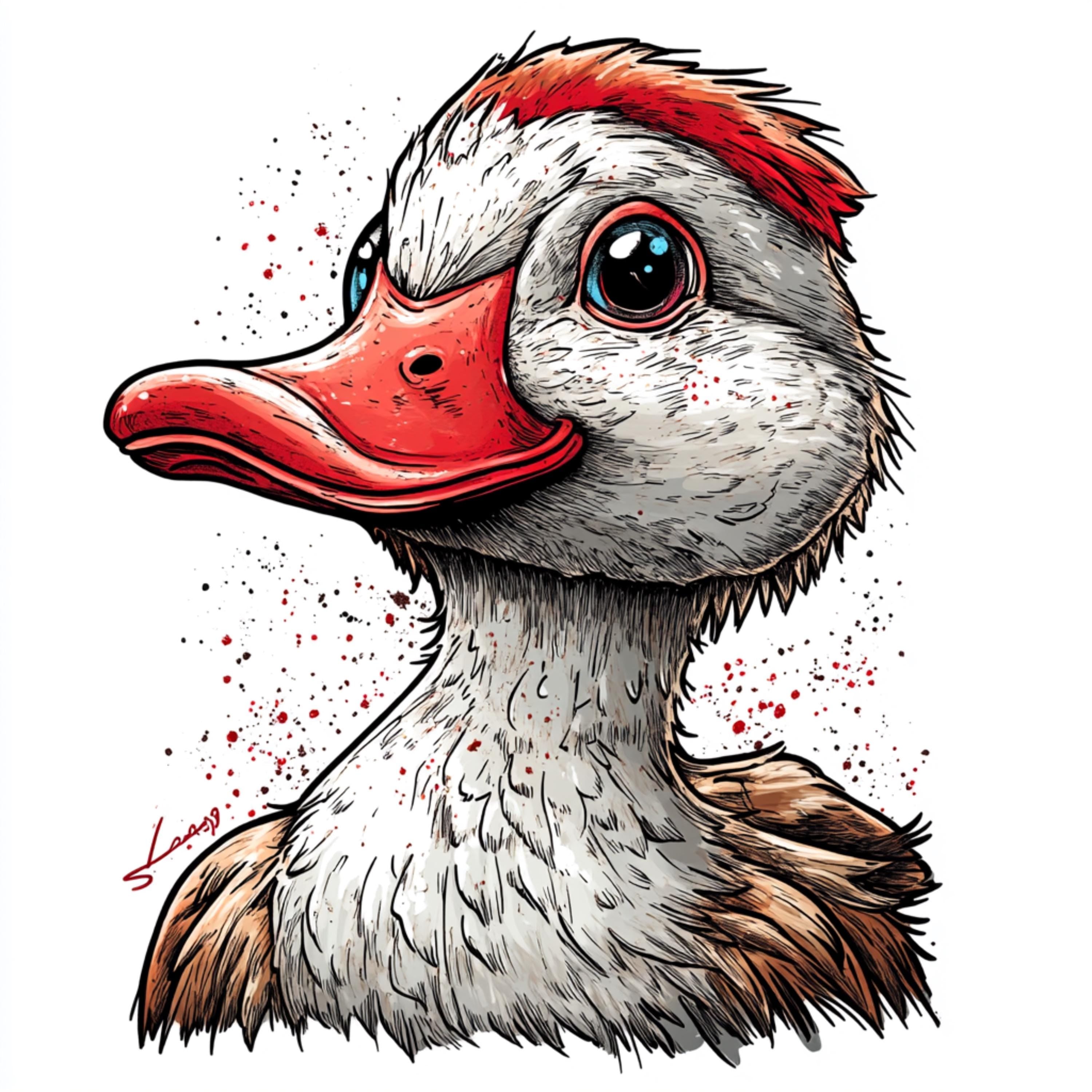 11 Cute Duck Cartoon Caricature Digital Image, Fun Wall Art for Kids Room, Printable Poster, Large Square Artwork, Nursery Decor