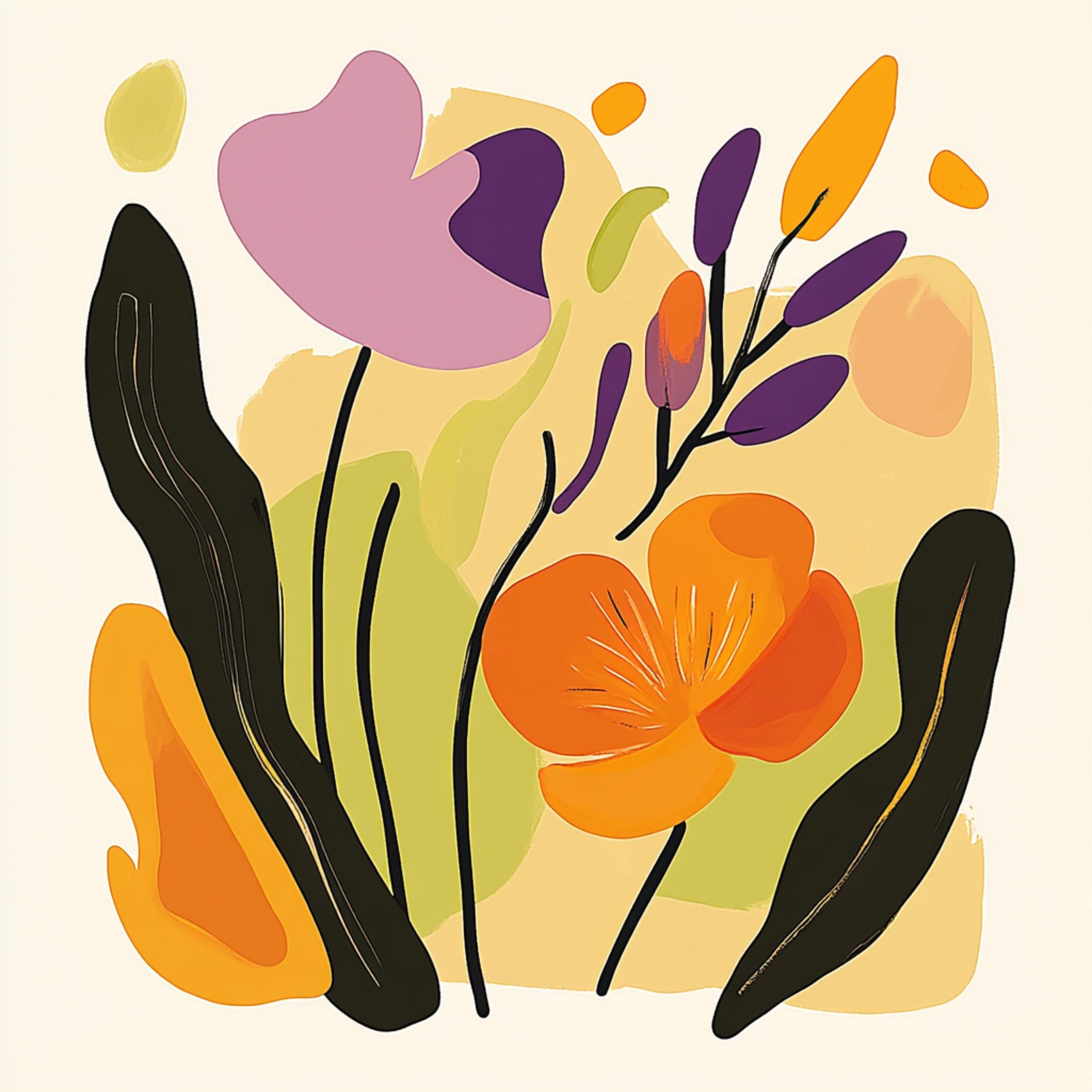 12 Digital Floral Poster Art, Set of 12 Pastel Images, Large Square Artwork, Floral Wall Decor, Over The Bed Art Prints