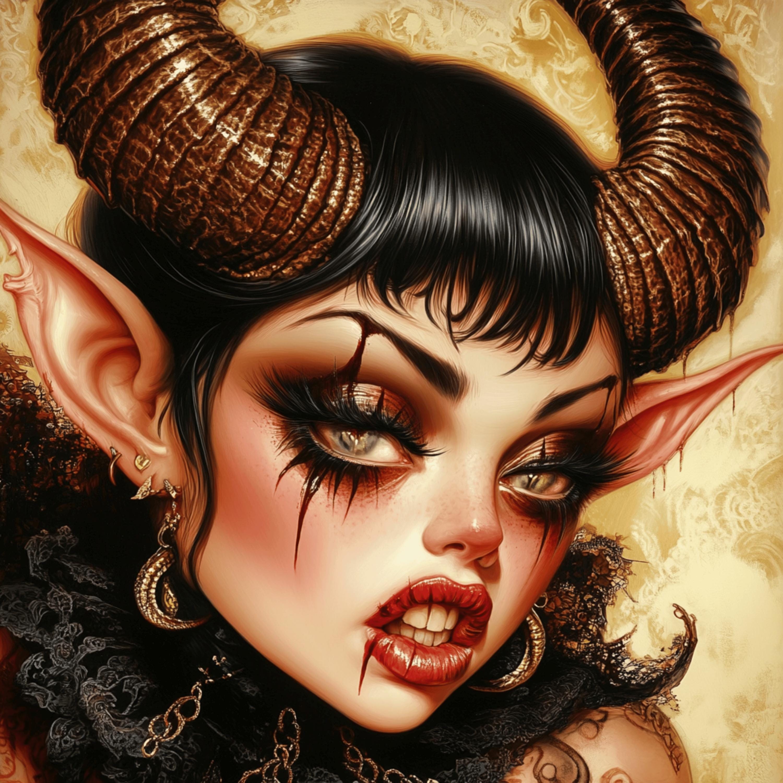 39 She Devil Digital Art, Various Art Styles, Halloween Decor, Gothic Wall Art, Large Square Poster, Unique Artwork for Home