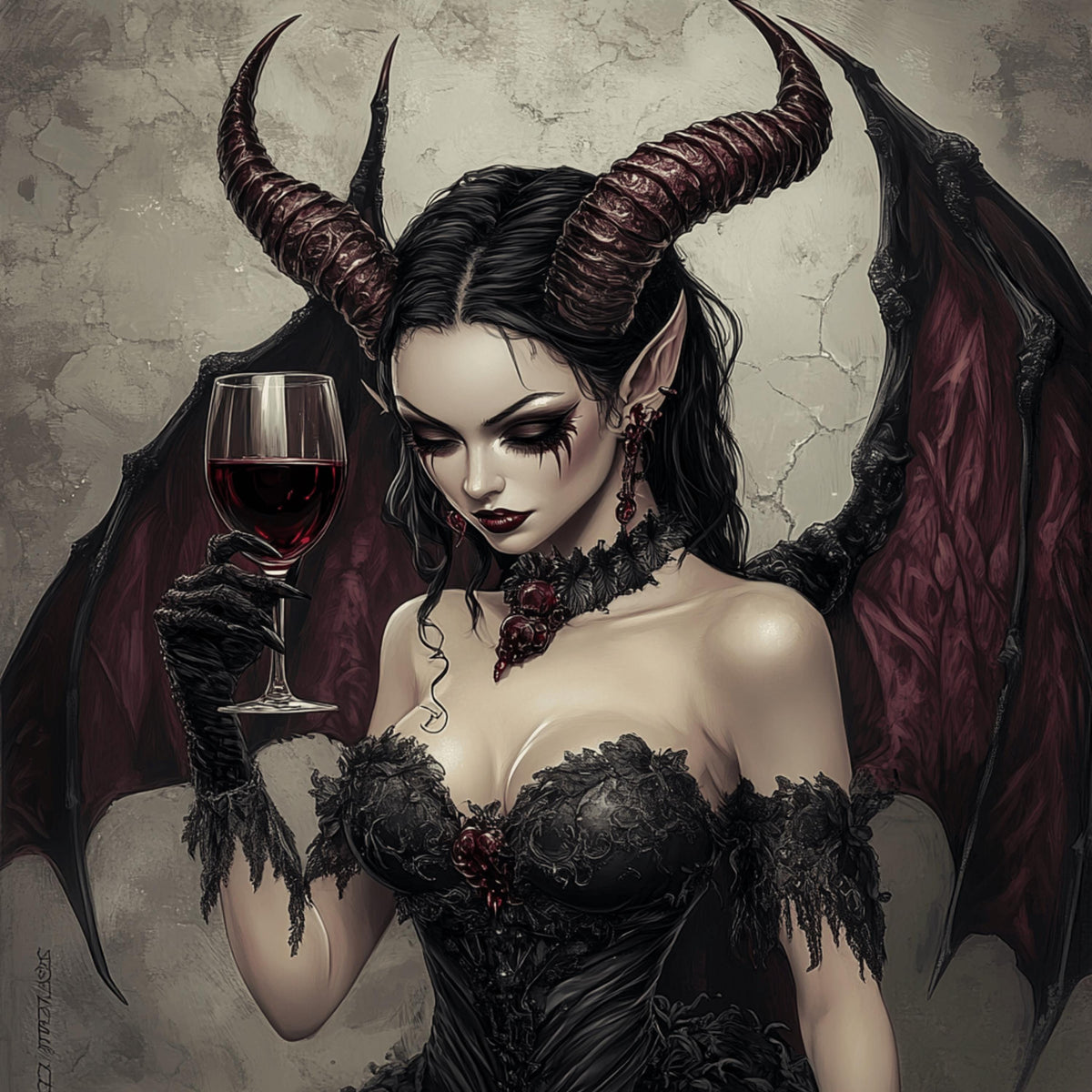 39 She Devil Digital Art, Various Art Styles, Halloween Decor, Gothic Wall Art, Large Square Poster, Unique Artwork for Home