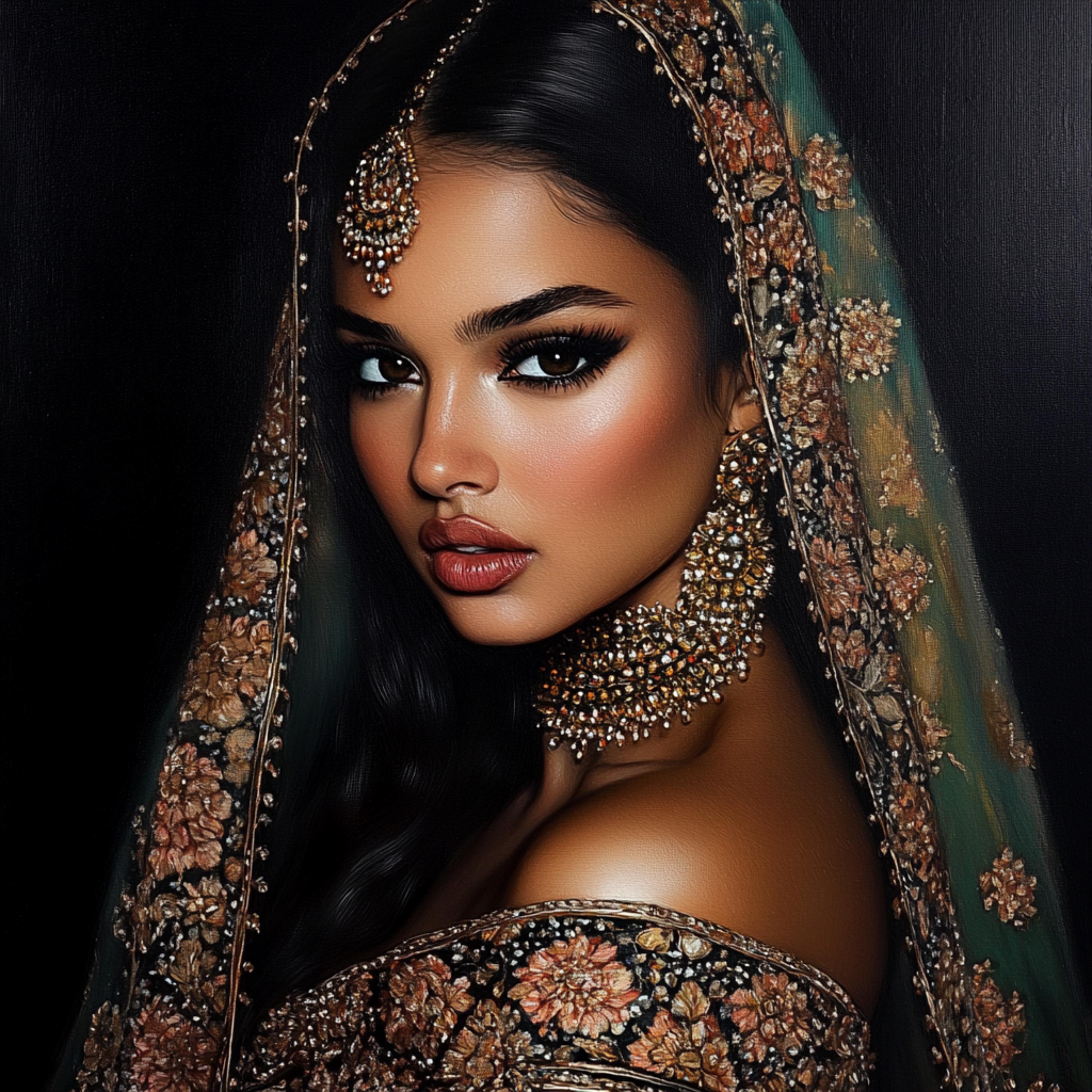 12 Indian Female Portrait Set, Large Square Artwork, Digital Wall Art, Overthebed Poster, 12 Piece Collection, Home Decor