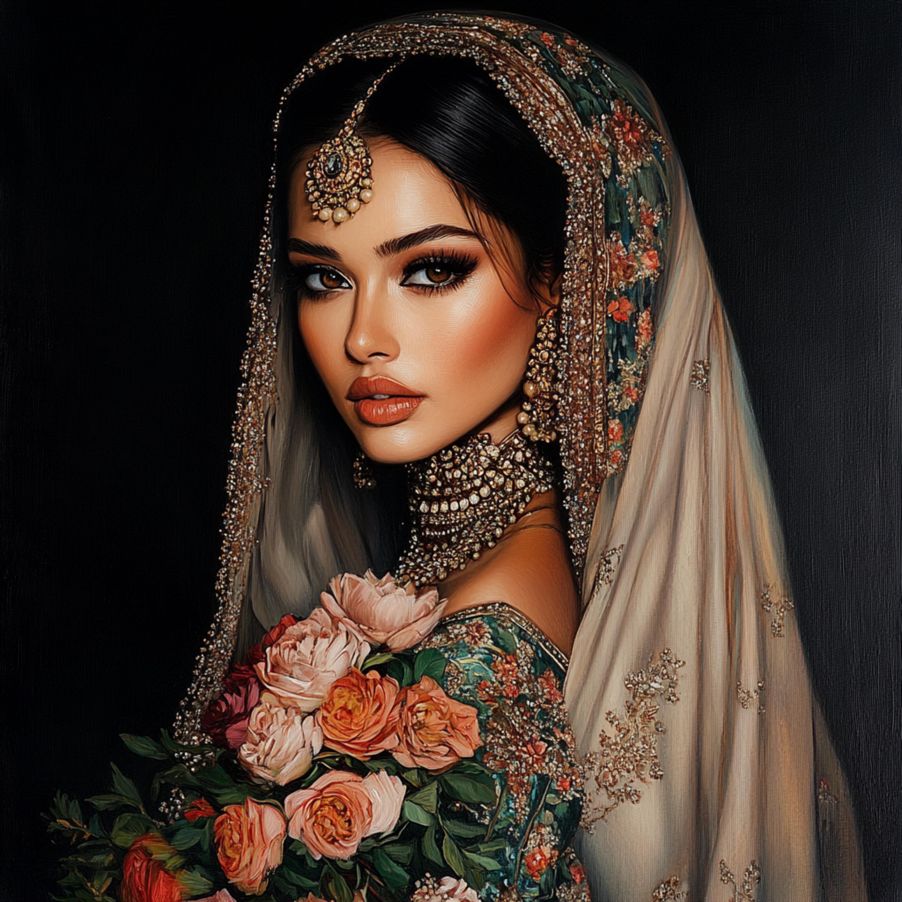 12 Indian Female Portrait Set, Large Square Artwork, Digital Wall Art, Overthebed Poster, 12 Piece Collection, Home Decor