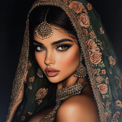 12 Indian Female Portrait Set, Large Square Artwork, Digital Wall Art, Overthebed Poster, 12 Piece Collection, Home Decor