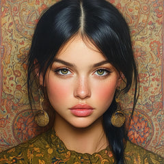 Eleven Digital Portrait, Elegant Female Art, Large Square Poster Artwork, Perfect Home Decor Display
