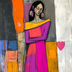 14 Digital Cubist Abstract Female Poster, Large Square Abstract Artwork, Modern Digital Art Print, Contemporary Art for Home Decor