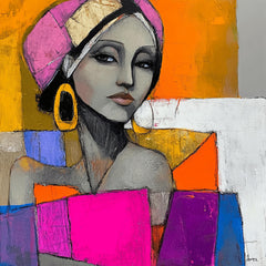 14 Digital Cubist Abstract Female Poster, Large Square Abstract Artwork, Modern Digital Art Print, Contemporary Art for Home Decor