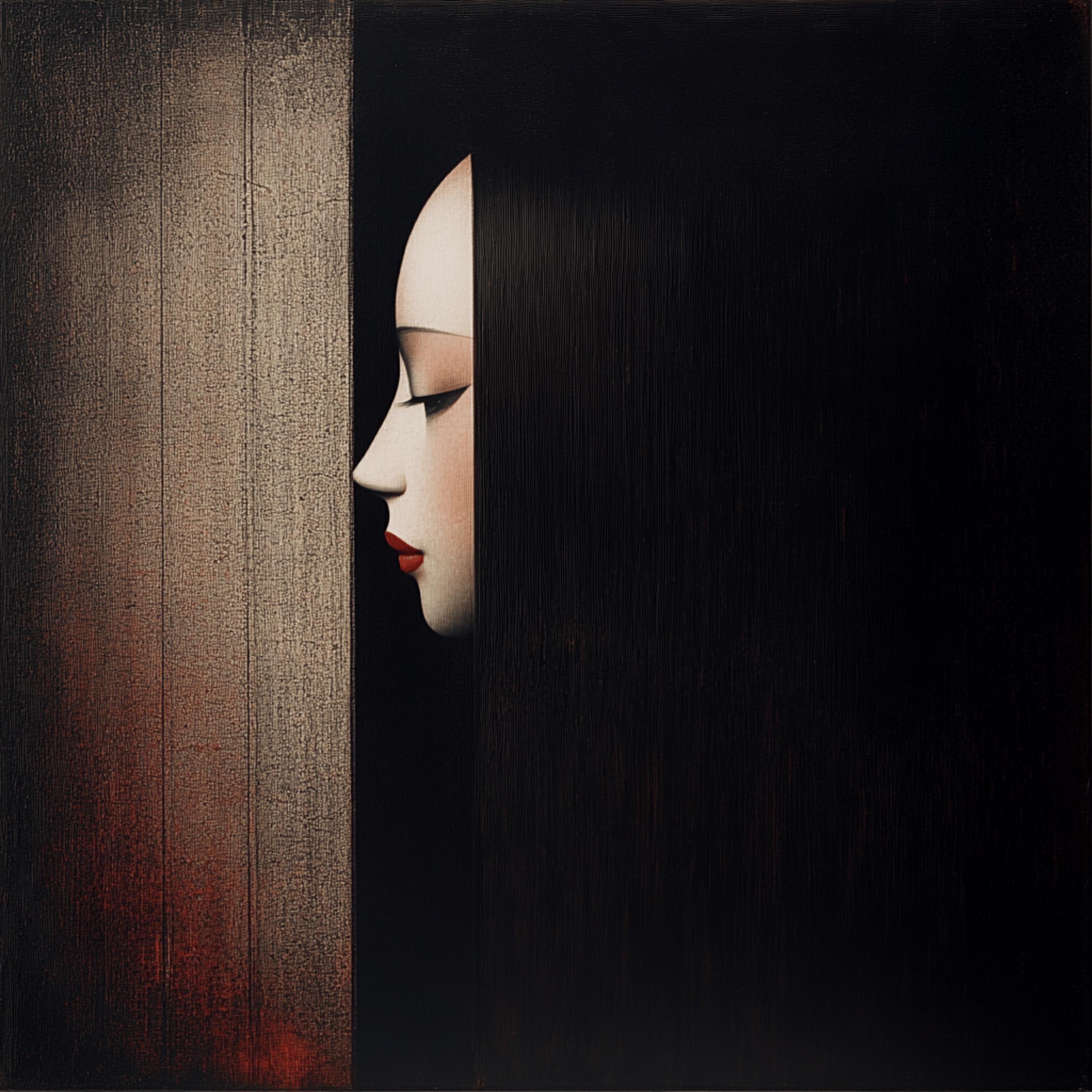 11 Abstract Portrait Digital Art, Dark Moody Large Square Poster, Minimalist Black and Red Artwork, Contemporary Wall Print