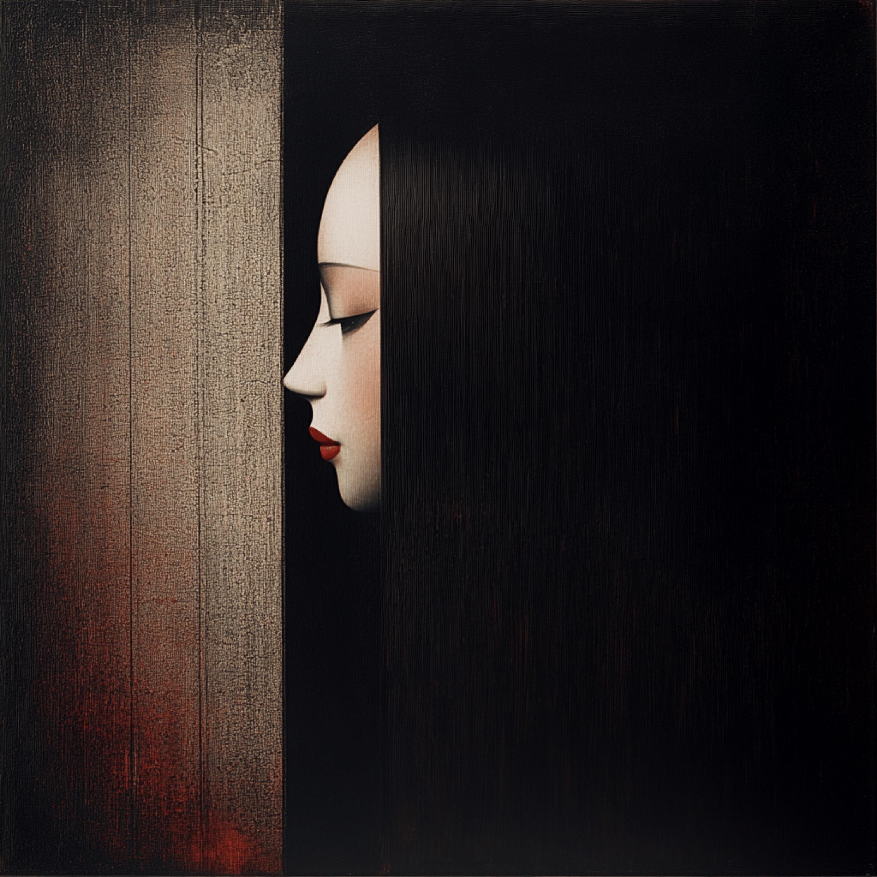 11 Abstract Portrait Digital Art, Dark Moody Large Square Poster, Minimalist Black and Red Artwork, Contemporary Wall Print
