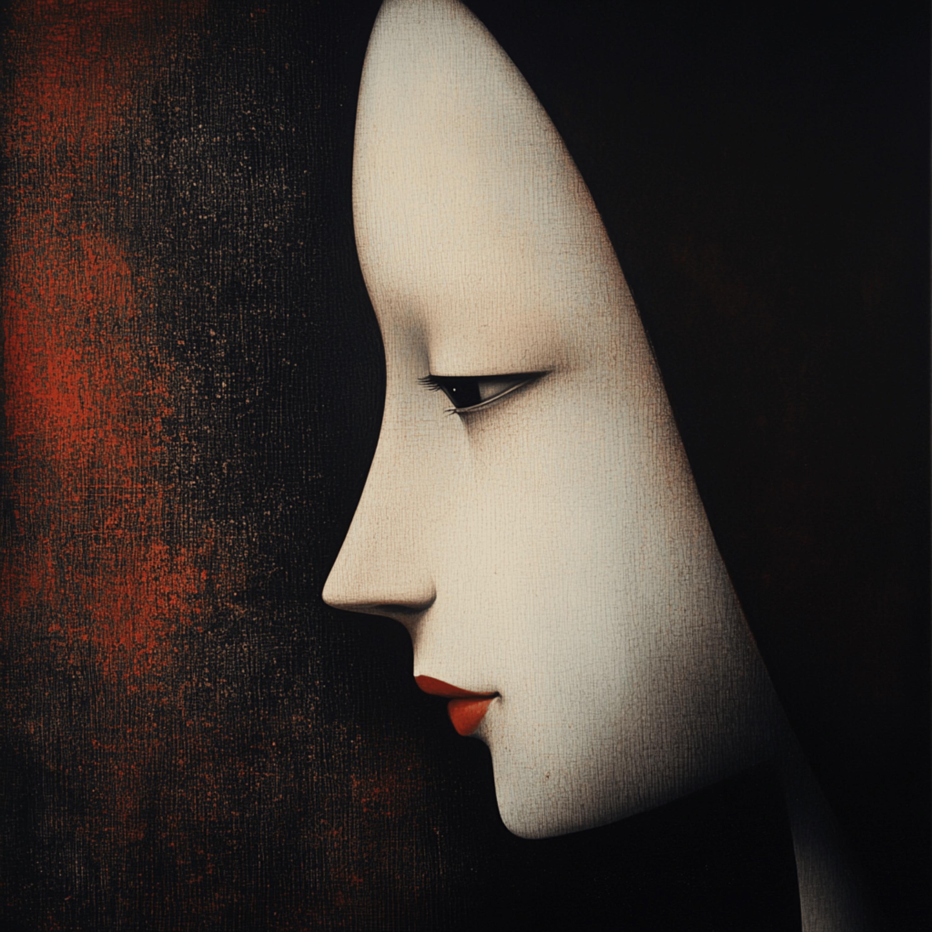 11 Abstract Portrait Digital Art, Dark Moody Large Square Poster, Minimalist Black and Red Artwork, Contemporary Wall Print