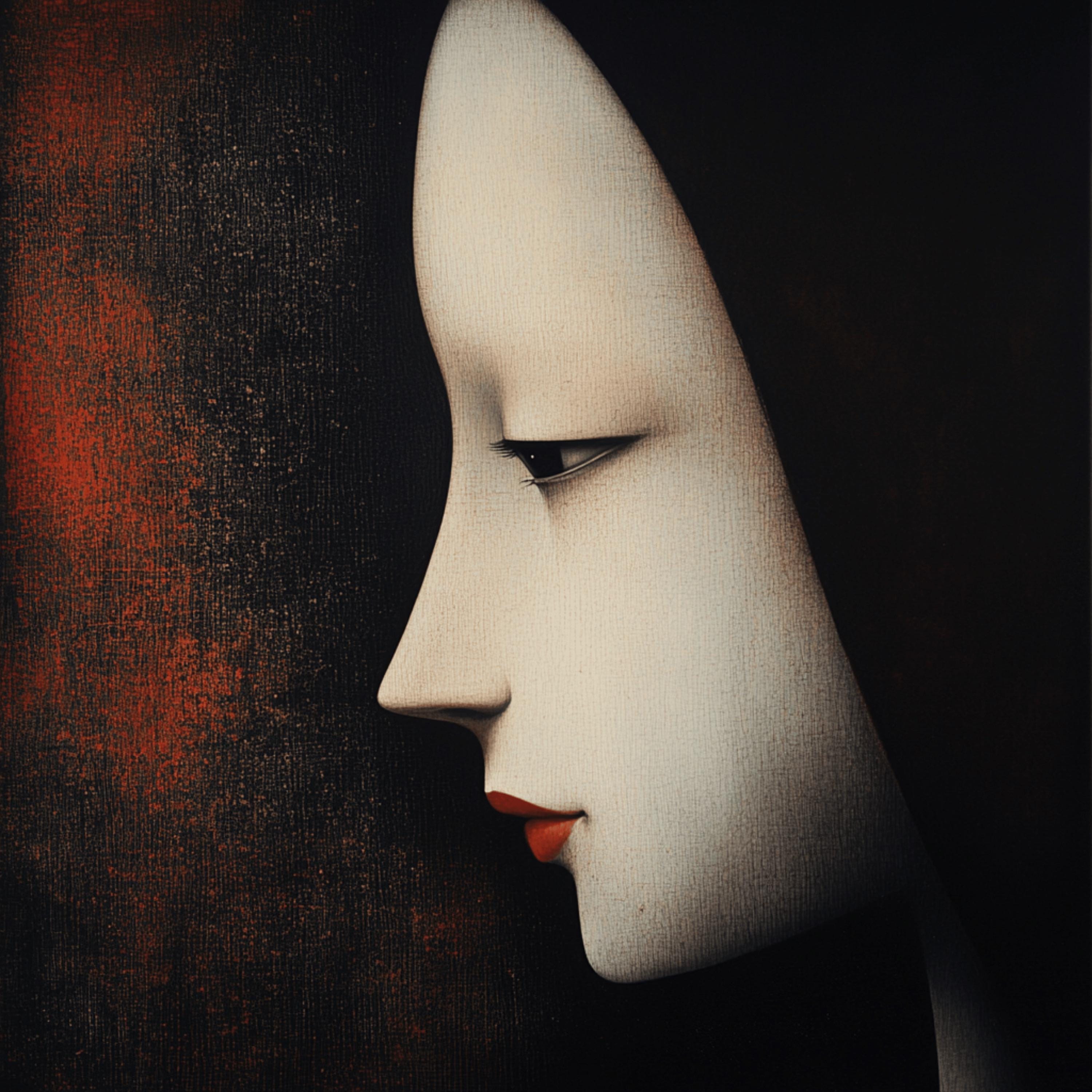 11 Abstract Portrait Digital Art, Dark Moody Large Square Poster, Minimalist Black and Red Artwork, Contemporary Wall Print