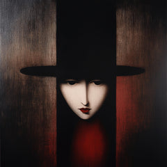 11 Abstract Portrait Digital Art, Dark Moody Large Square Poster, Minimalist Black and Red Artwork, Contemporary Wall Print