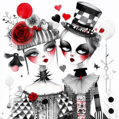 12 Gothic Wedding Couple Art, Digital Download, Steampunk Wall Art, Large Square Artwork, Fantasy Poster