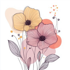 12 Floral Pastel Line Art Digital Images, 12 Poster Set, Large Square Artwork For Home Decor, Modern Wall Art, Botanical Prints, Overthebed
