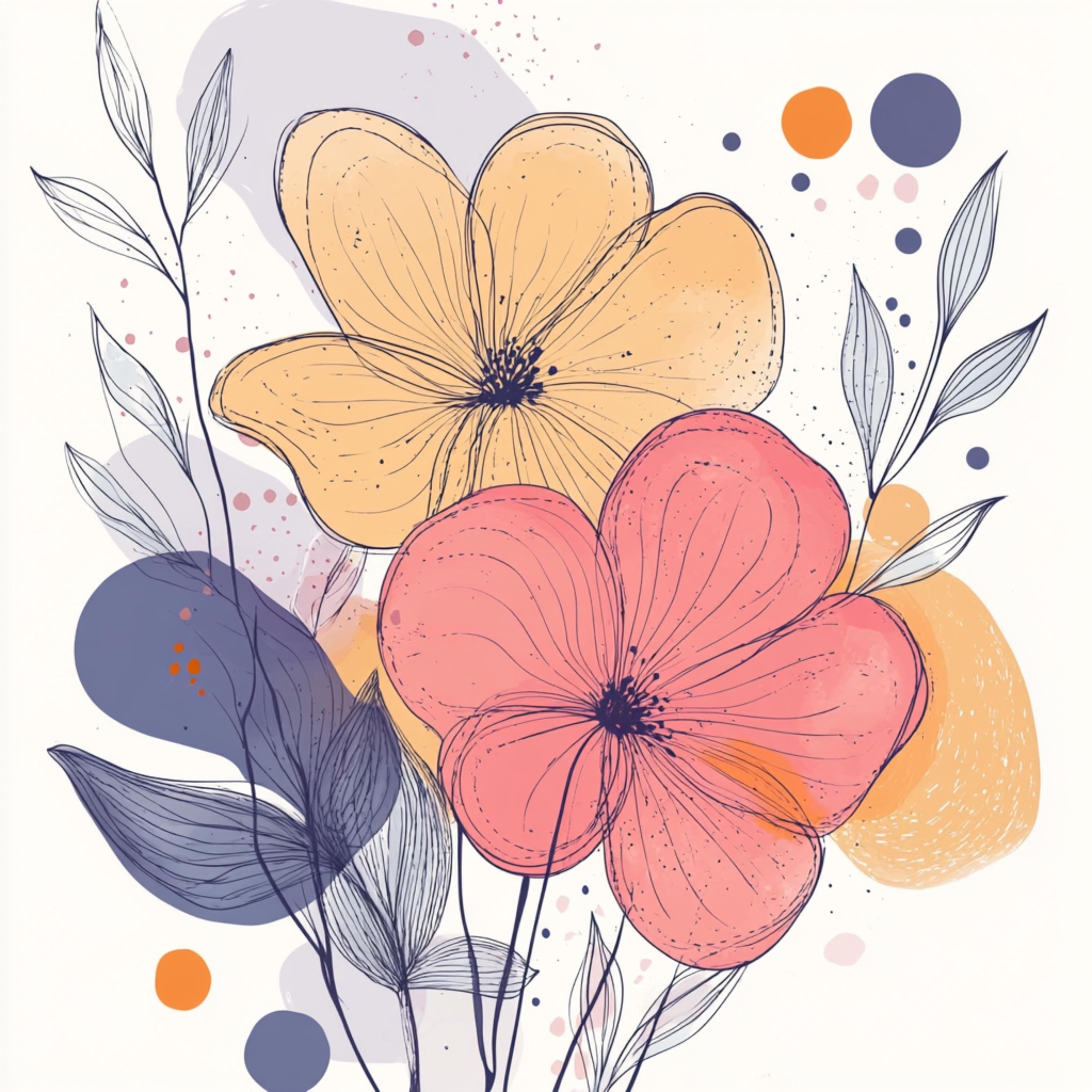 12 Floral Pastel Line Art Digital Images, 12 Poster Set, Large Square Artwork For Home Decor, Modern Wall Art, Botanical Prints, Overthebed