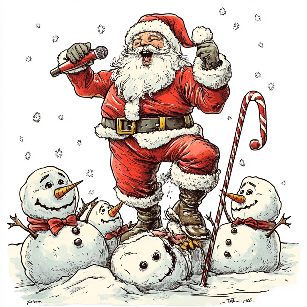 27 Santa Retro Poster, Large Square Artwork 27 Digital Images Holiday Decor, Seasonal Wall Art, Christmas Santa Print, Festive Snowman Scene