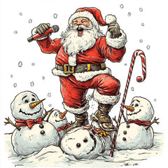 27 Santa Retro Poster, Large Square Artwork 27 Digital Images Holiday Decor, Seasonal Wall Art, Christmas Santa Print, Festive Snowman Scene