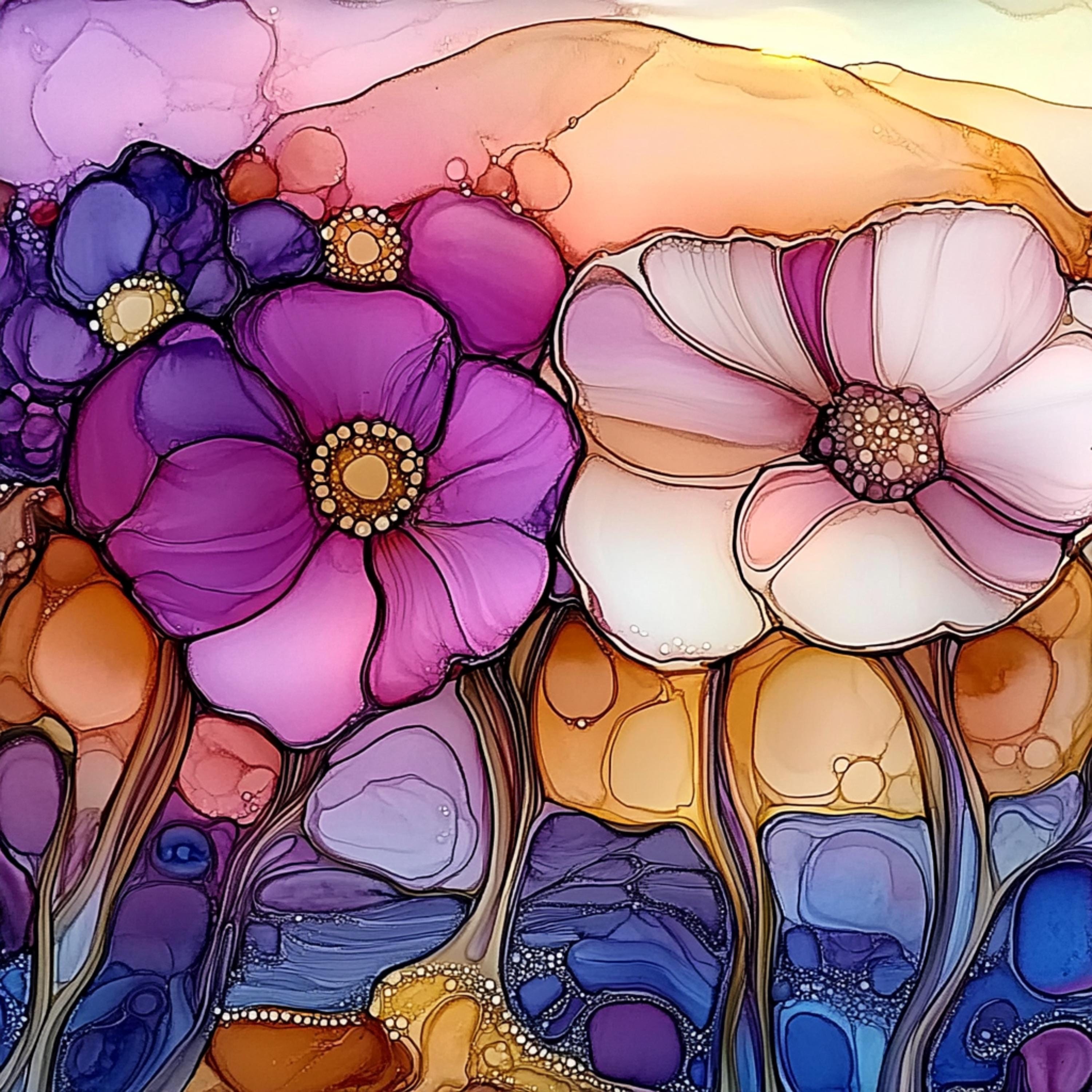 22 Abstract Floral Alcohol Ink Art Print, Large Square Digital Poster, 22 Digital Images Set, Wall Art Decor, Home and Office Artwork
