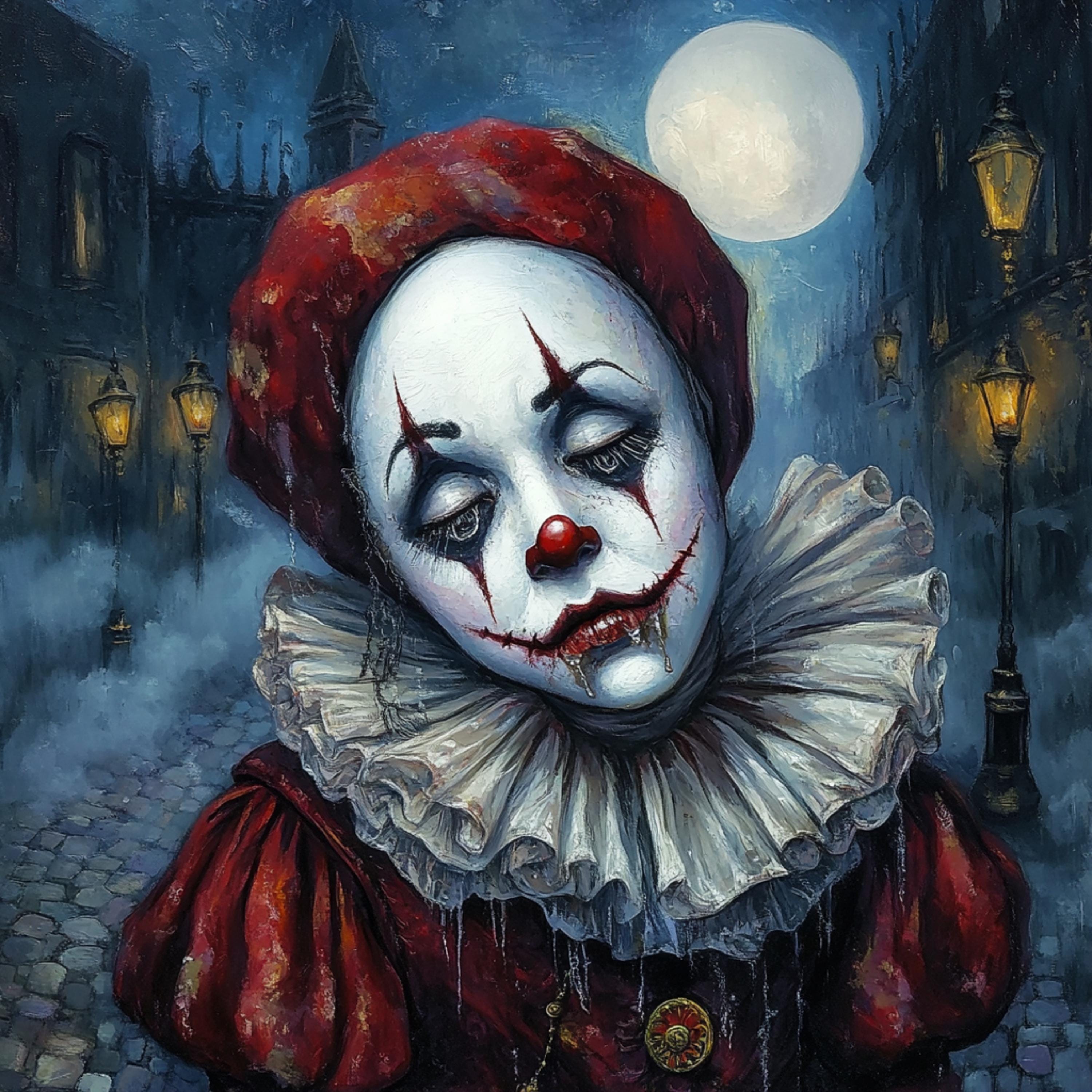 22 Sad Clown Digital Portrait, Large Square Artwork, Poster Image, 22 High Resolution Downloads, Emotional Art, Gothic Wall Decor