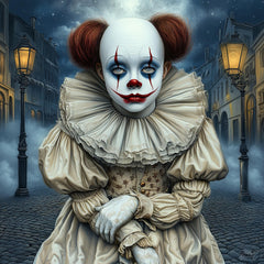 22 Sad Clown Digital Portrait, Large Square Artwork, Poster Image, 22 High Resolution Downloads, Emotional Art, Gothic Wall Decor