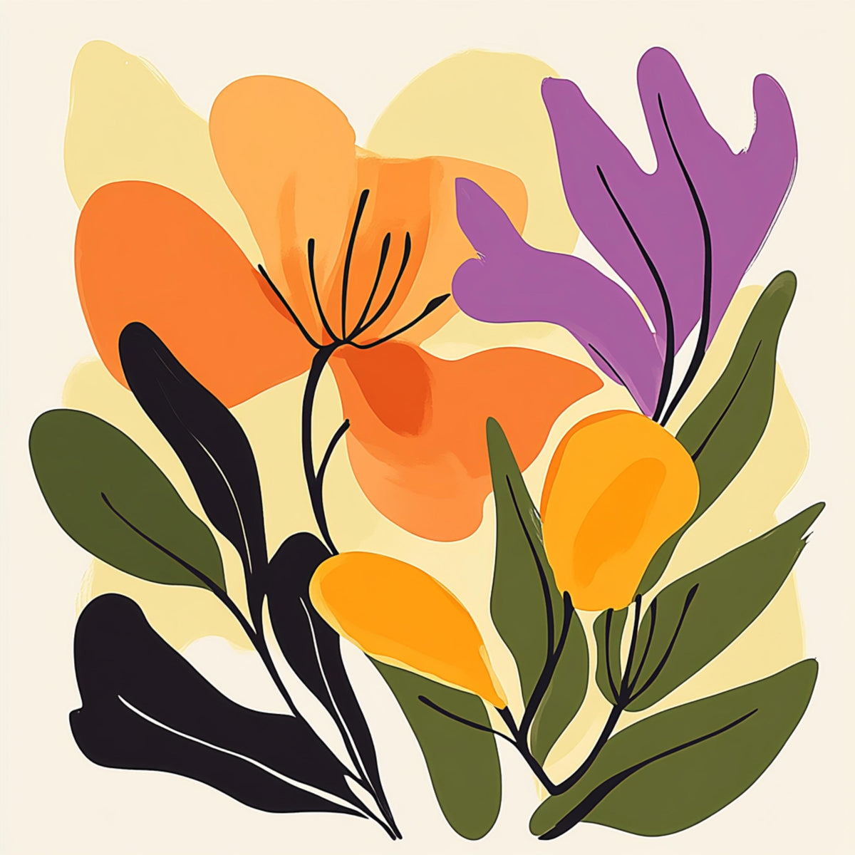12 Digital Floral Poster Art, Set of 12 Pastel Images, Large Square Artwork, Floral Wall Decor, Over The Bed Art Prints