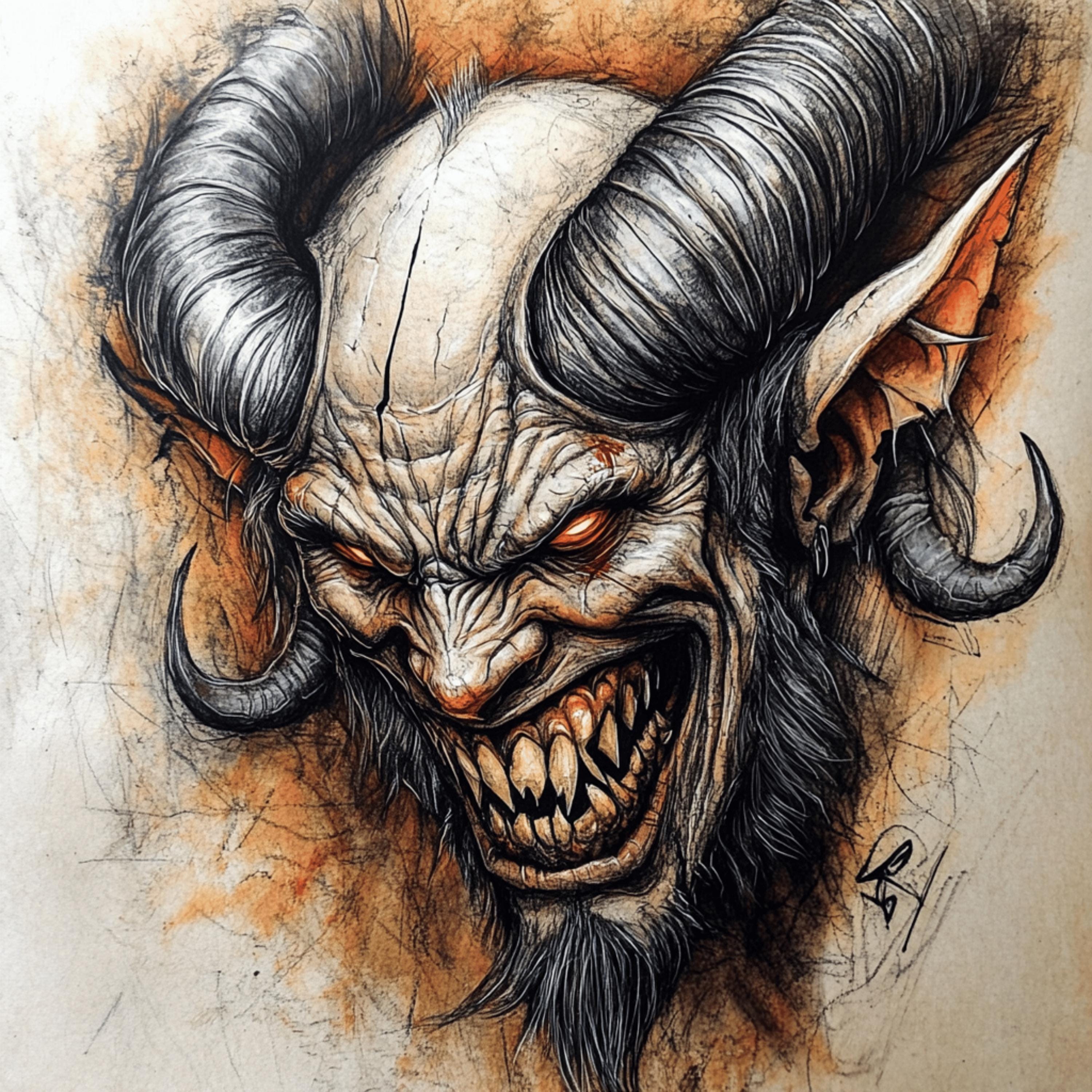 44 Devil Artwork Images, Various Art Styles Devil Image, Large Square Halloween Decoration, Gothic Wall Art, 44 Digital Images
