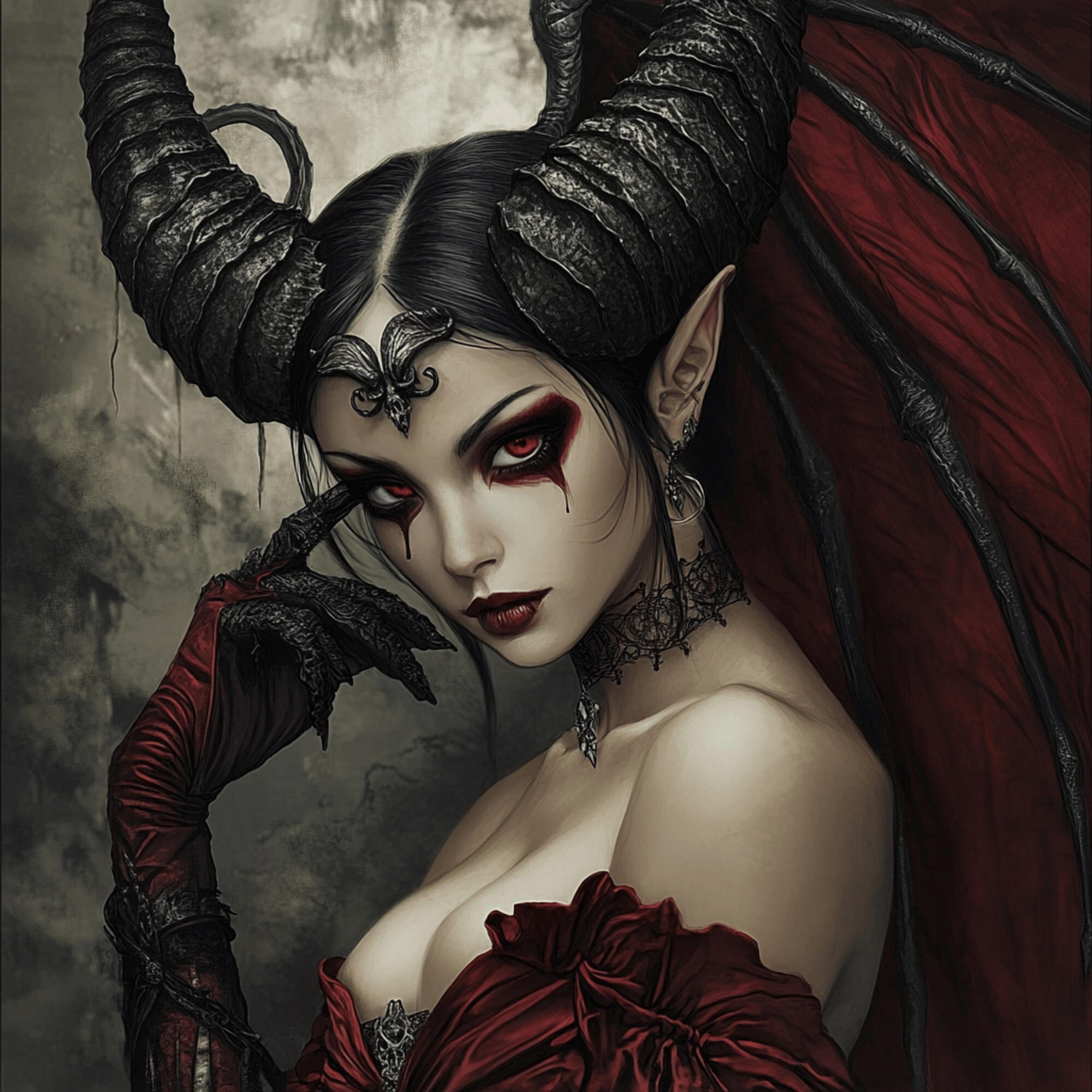 39 She Devil Digital Art, Various Art Styles, Halloween Decor, Gothic Wall Art, Large Square Poster, Unique Artwork for Home