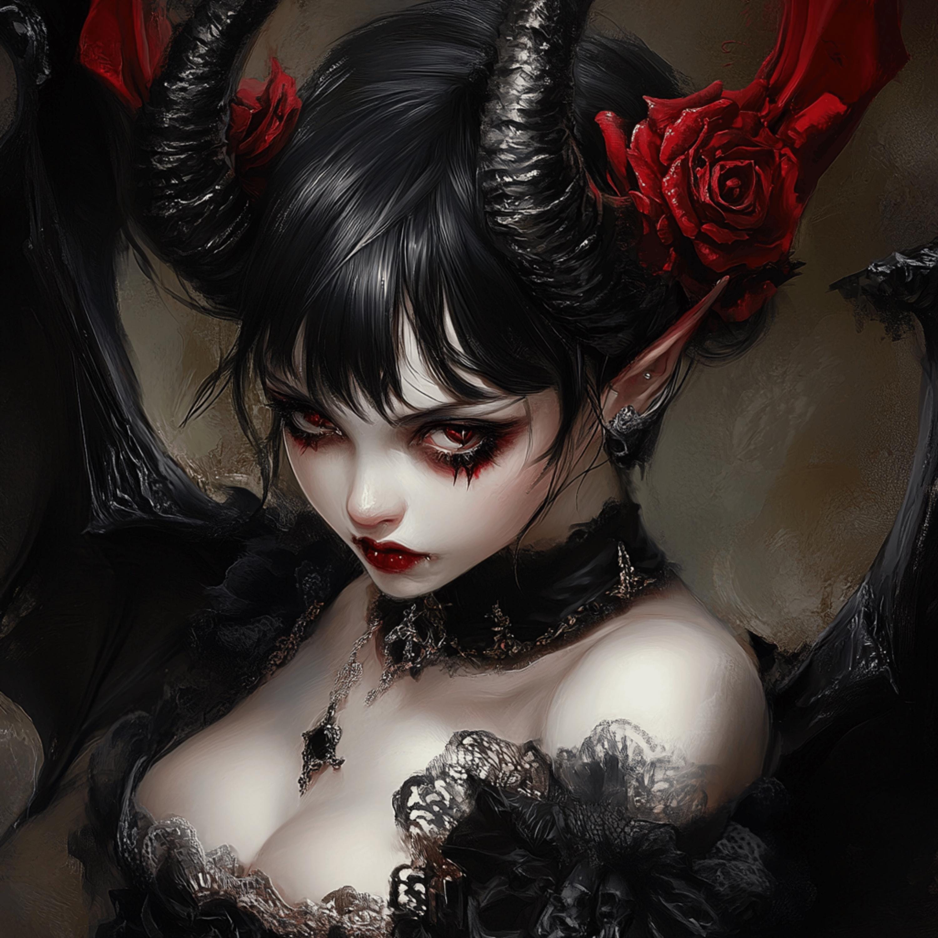 39 She Devil Digital Art, Various Art Styles, Halloween Decor, Gothic Wall Art, Large Square Poster, Unique Artwork for Home