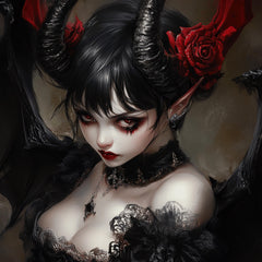 39 She Devil Digital Art, Various Art Styles, Halloween Decor, Gothic Wall Art, Large Square Poster, Unique Artwork for Home