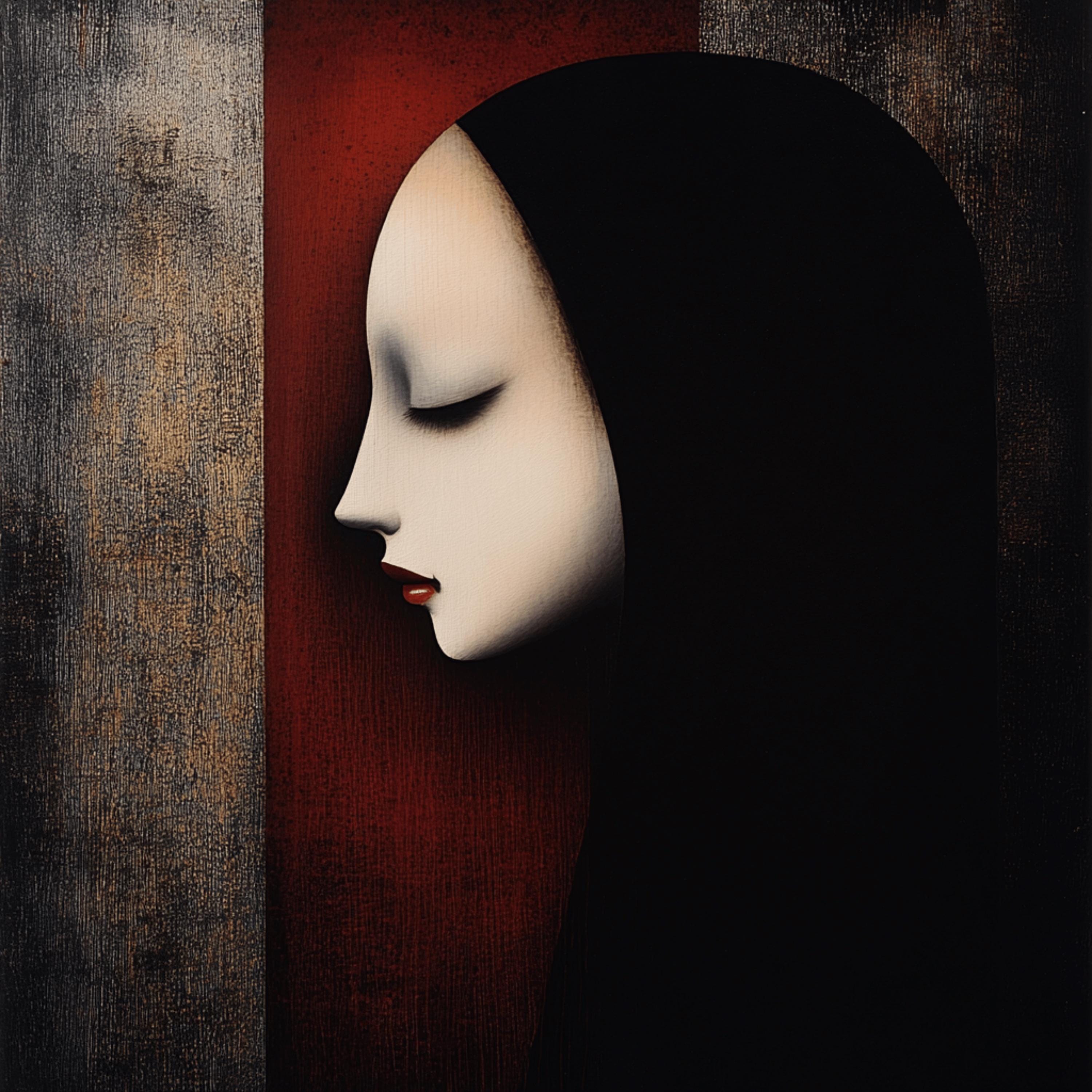 11 Abstract Portrait Digital Art, Dark Moody Large Square Poster, Minimalist Black and Red Artwork, Contemporary Wall Print