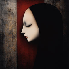 11 Abstract Portrait Digital Art, Dark Moody Large Square Poster, Minimalist Black and Red Artwork, Contemporary Wall Print