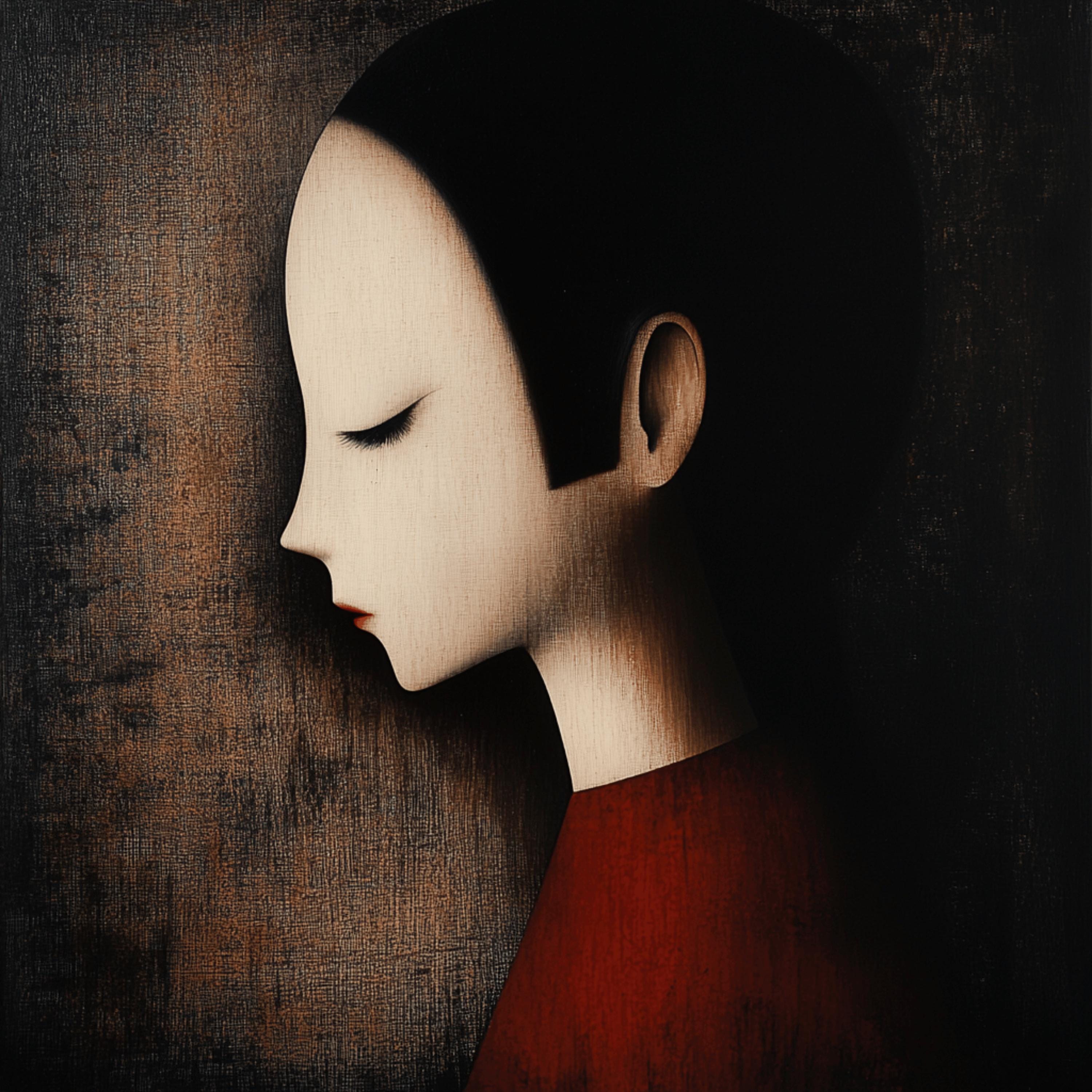 11 Abstract Portrait Digital Art, Dark Moody Large Square Poster, Minimalist Black and Red Artwork, Contemporary Wall Print