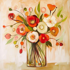 15 Floral Print Wall Art Orange Flowers Large Square Artwork Contemporary Digital Images Poster Set of 15