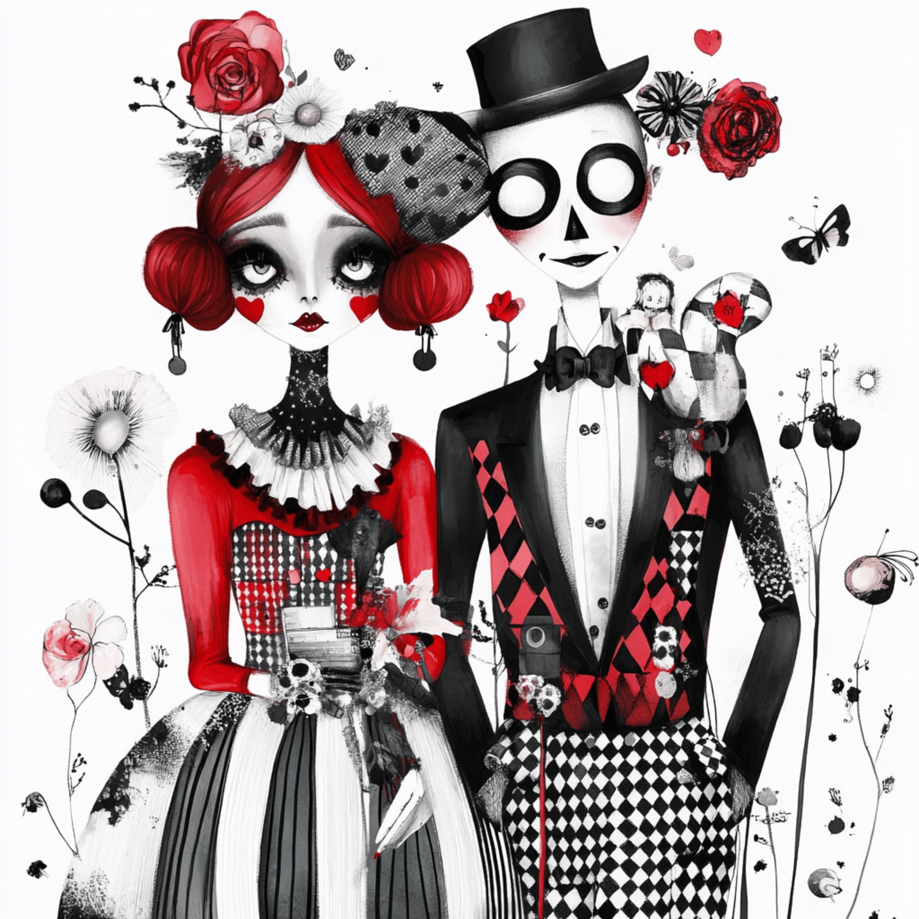 12 Gothic Wedding Couple Art, Digital Download, Steampunk Wall Art, Large Square Artwork, Fantasy Poster
