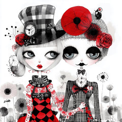 12 Gothic Wedding Couple Art, Digital Download, Steampunk Wall Art, Large Square Artwork, Fantasy Poster